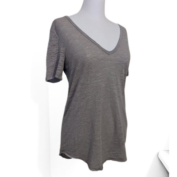 Wilfred Free V-Neck T-Shirt Grey Sheer Casual Flowy Relaxed Fit Heather Size S - Picture 3 of 6
